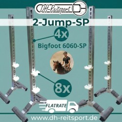 Komplett 2-JUMP-SP hinderpaket med 4 Bigfoot 6060-stöd och eleganta antracitgrå fotskydd.