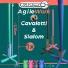 AgileWork cavalettistöd GymnaStick2 med slalompinne i PE-skum och vadderade aluminiumfötter