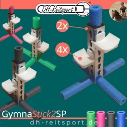 GymnaStick2SP cavalettistöd i alla tillgängliga polstringsfärger: Blå, grön, antracitgrå och rosa.