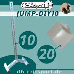 JUMP-DIY10 setöversikt med ett monterat Bigfoot 6060 hinderstöd (10x i setet) och en bomhållare (20x i setet).