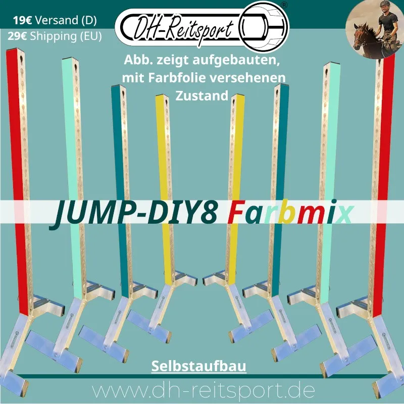 8er Set Bigfoot 6060 Aluminium Hindernisständer mit langlebiger Farbfolie und integrierten Schlüssellöchern
