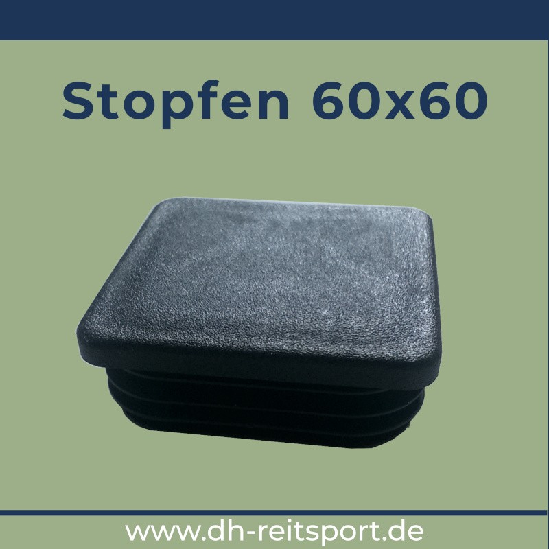 Black square plastic plug 60x60mm for square tube end cap