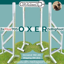 Hindernisbundel Oxer in wit – Set van aluminium vleugelstaanders en Bigfoot springstaanders