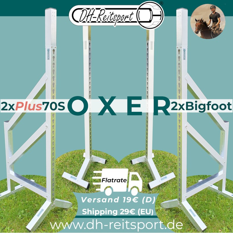 Hinderpaket Oxer i vitt – Set med vingstöd i aluminium och Bigfoot hinderstöd