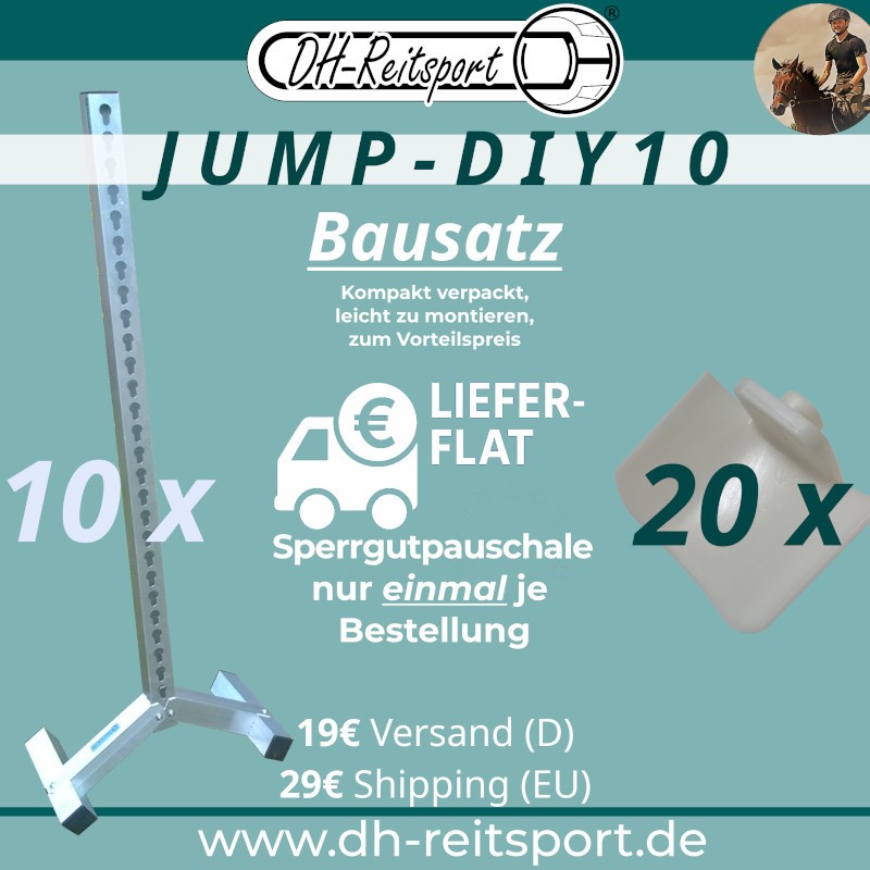 UMP-DIY10 sætoversigt med én monteret Bigfoot 6060 springstøtte (10x i sættet) og én bomholder (20x i sættet).