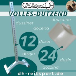 Jump-DIY12 hindernisstaander met opschrift "12" en hindernislepel met opschrift "24" om de setomvang aan te geven.