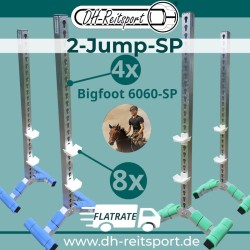 Bigfoot 6060 hindernisstaanders met groen-blauwe voetpolstering voor extra veiligheid.