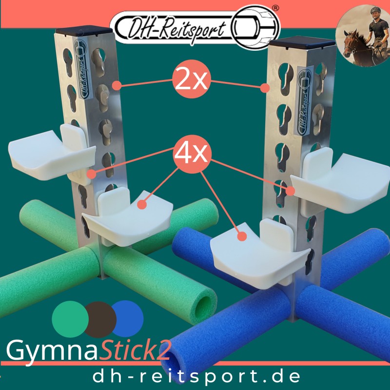 Paar cavaletti-standaards GymnaStick2 & vier Hindernislepels